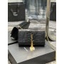 Saint Laurent Kate Chain Bag Crocodile Embossed Leather Black