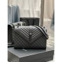 Saint Laurent Large Envelope Chain Bag Grain De Poudre Embossed All Black