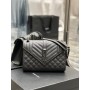 Saint Laurent Medium Envelope Chain Bag Grain De Poudre Embossed All Black