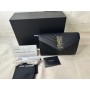 Saint Laurent Monogram Wallet on Chain Grained Leather Black