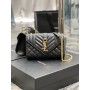 Saint Laurent Small Envelope Chain Bag Grain De Poudre Embossed Black Gold Hardware