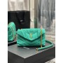 Saint Laurent Small Loulou Puffer Chain Bag Cotton Linen Green 23CM