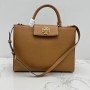 Tory Burch Britten Pebbled Leather Satchel Brown