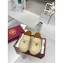 Tory Burch Leather Tory Charm Mule Flats Beige