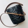 Tory Burch Mini T Monogram Embroidered Bucket Bag Black