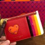 Tory Burch Perry Patchwork Heart Logo Card Case Red