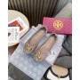 Tory Burch Quilted Crystal Logo Sheepskin Ballet Taro Purple