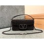 Valentino Garavani Locò Shoulder Bag With Rhinestones Black