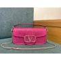 Valentino Garavani Locò Shoulder Bag With Rhinestones Rose Pink