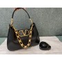 Valentino Garavani Nappa Leather Stud Sign Hobo Bag Black