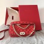 Valentino Garavani Rockstud Spike Calfskin Shoulder Bag Red