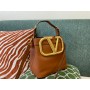 Valentino Garavani SuperVee Leather Bucket Bag Brown