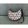 Valentino Garavani Vlogo Signature V Logo Mini Calfskin Hobo Bag Blue