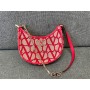 Valentino Garavani Vlogo Signature V Logo Mini Calfskin Hobo Bag Red