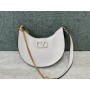 Valentino Mini Vlogo Signature Grainy Calfskin Hobo Bag White