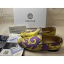 Versace Men Loafers Barocco Goddess Silk Slippers Print Multi